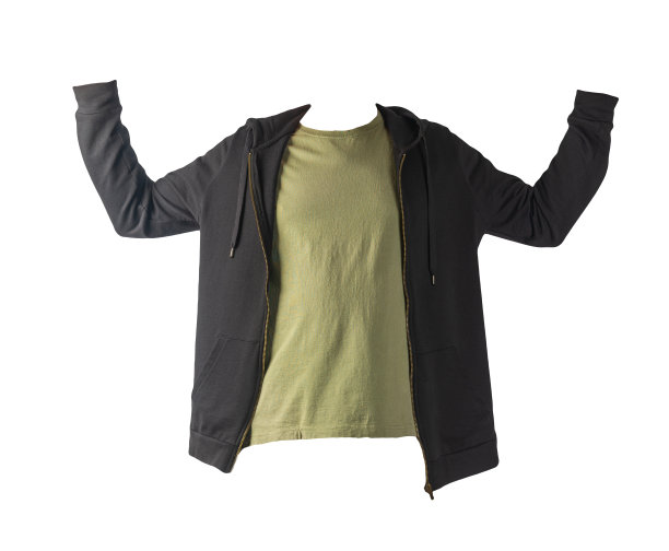 运动衫与铁拉链与帽衫和t恤孤立的白色背景。运动风格图片下载