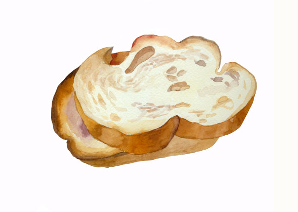 腊面包水彩隔离在白色背景插图为所有版画。图片下载