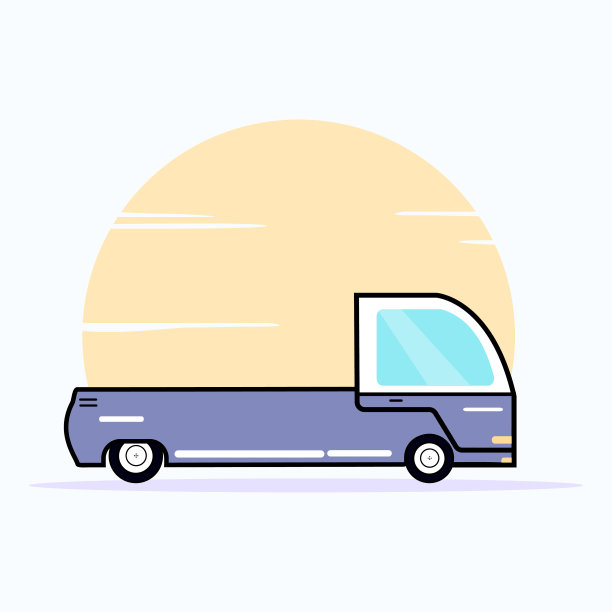 拾起快递车在平面设计矢量插图图片下载