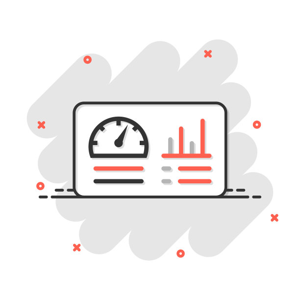 仪表盘图标在漫画风格的金融分析图片下载
