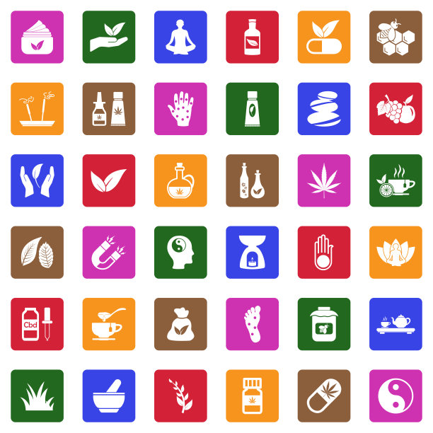 替代医学图标。广场上的白色平面设计。矢量插图。图片下载