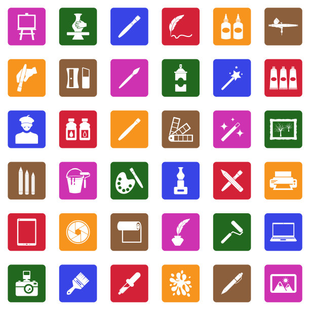 艺术工作室图标。广场上的白色平面设计。矢量插图。图片下载