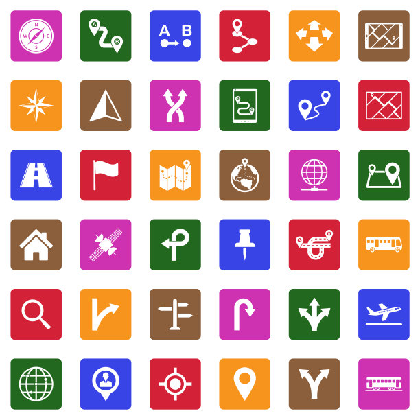 GPS和导航图标。广场上的白色平面设计。矢量插图。图片下载