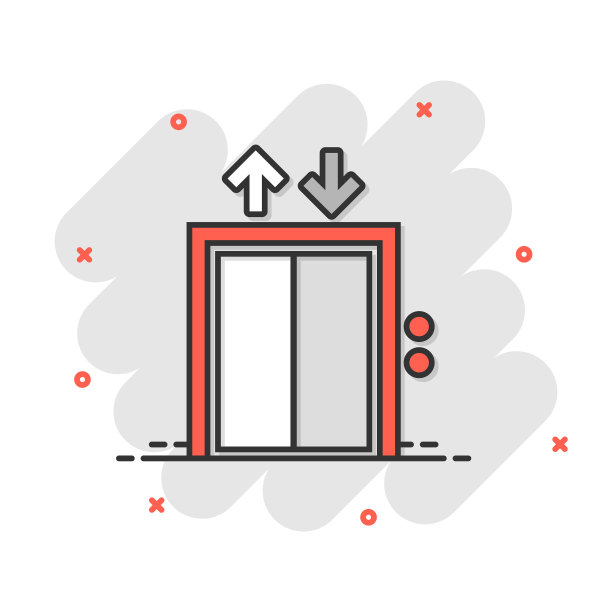 电梯图标在漫画风格电梯卡通上图片下载