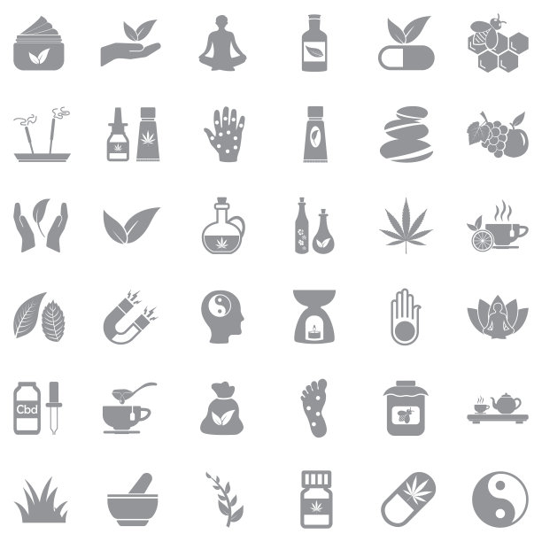 替代医学图标。灰色的平面设计。矢量插图。图片下载