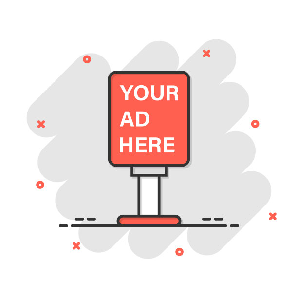 广告牌图标在漫画风格的城市灯光显示图片下载