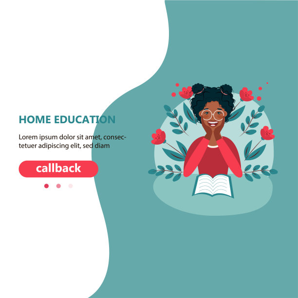 快乐女孩做了一个家庭作业。学习。的孩子。卡通平面矢量插图图片下载