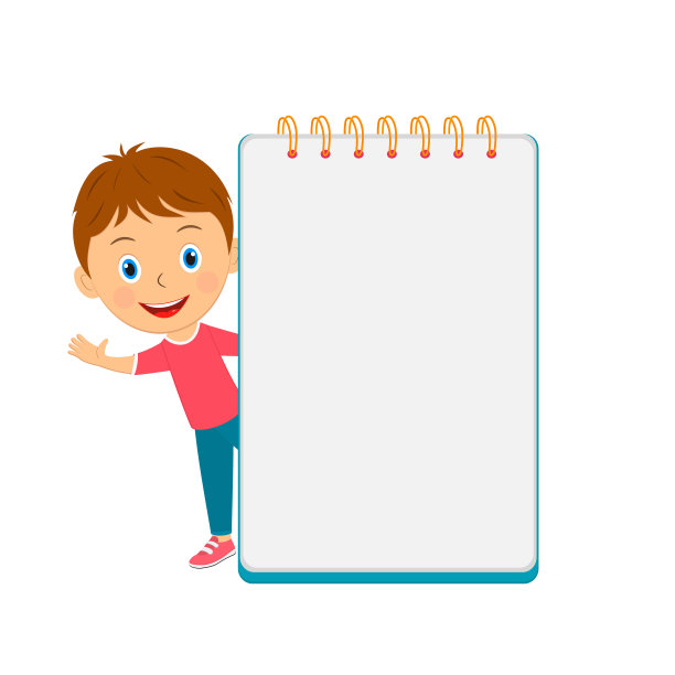可爱的卡通男孩和学校空白图片下载