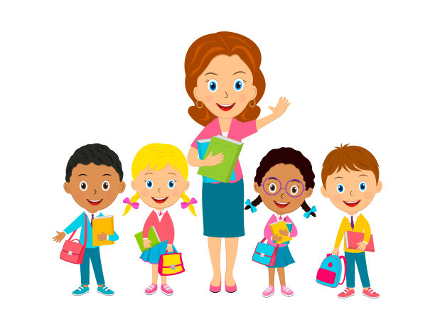 可爱的卡通小朋友和老师图片下载