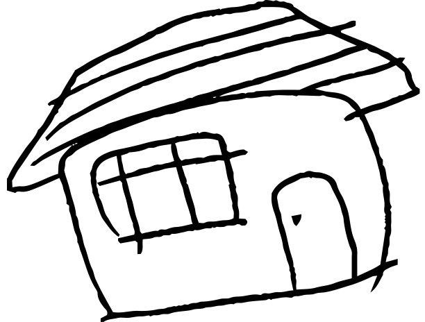 一个孩子画的可爱房子的单色涂鸦图片下载