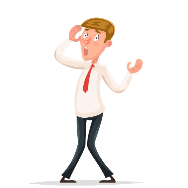 无助的商人害怕震惊的人物孤立的图标卡通设计矢量插图图片下载