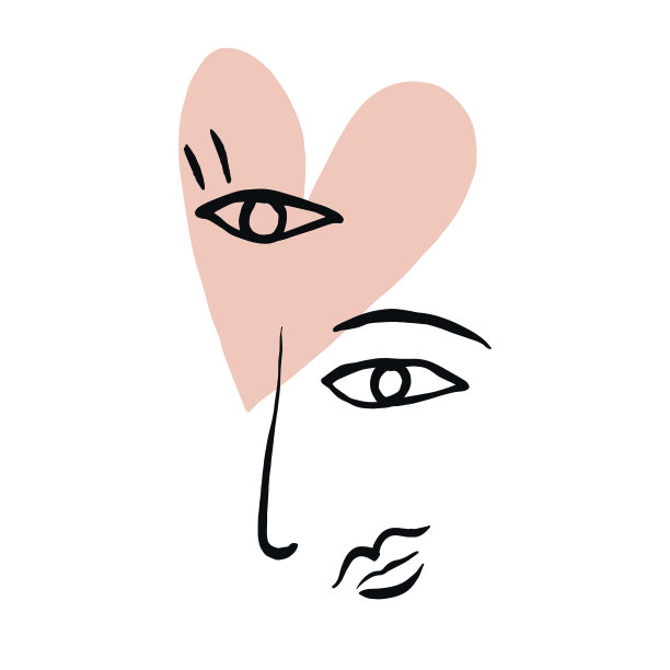 刷线艺术心和眼睛，鼻子，嘴唇和脸绘制插图图形资源图片下载