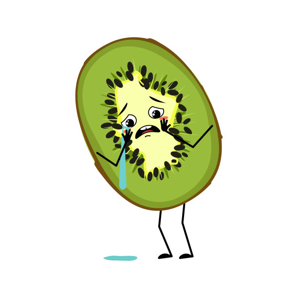 可爱的猕猴桃角色与悲伤的情绪图片下载