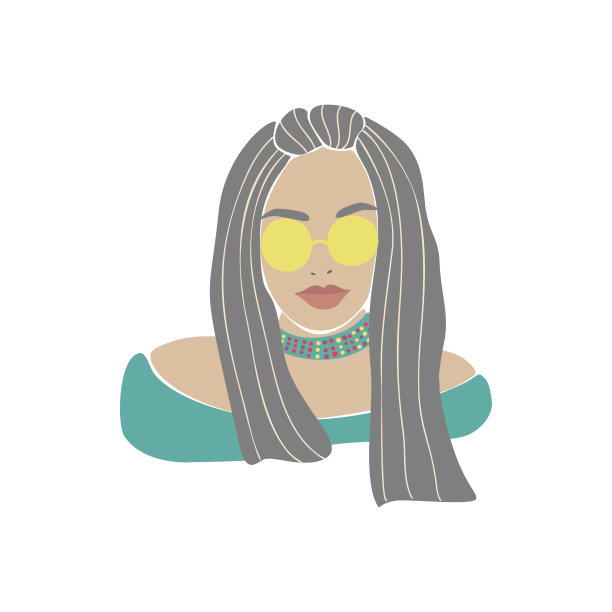 时髦的女孩帽子眼镜绘制，伟大的设计为任何目的。美丽时尚的设计。夏天图标。美丽的插图。有趣的聚会。向量的风格。图片下载