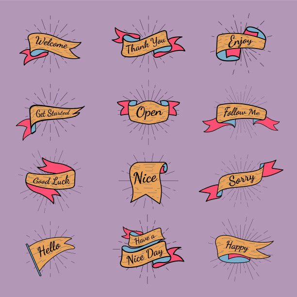 标签横幅标签集图片下载