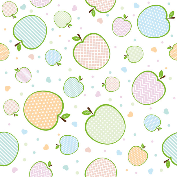 苹果图案与装饰，抽象矢量插图在复古风格图片下载