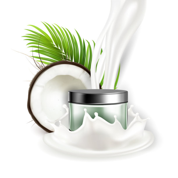 椰子天然霜化妆品包装向量图片下载