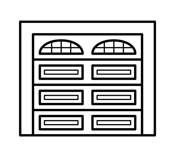 截面车库门。黑白矢量插图。仓库关门线图标。外观设计元素符号。孤立的对象图片下载