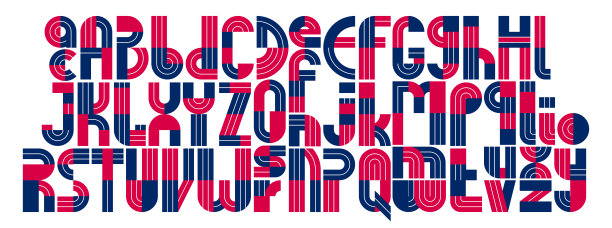 抽象几何原始字体矢量排版，标志创造字母最小技术线性几何风格，时尚独特的方形瓷砖字母设置，大写和小写。图片下载