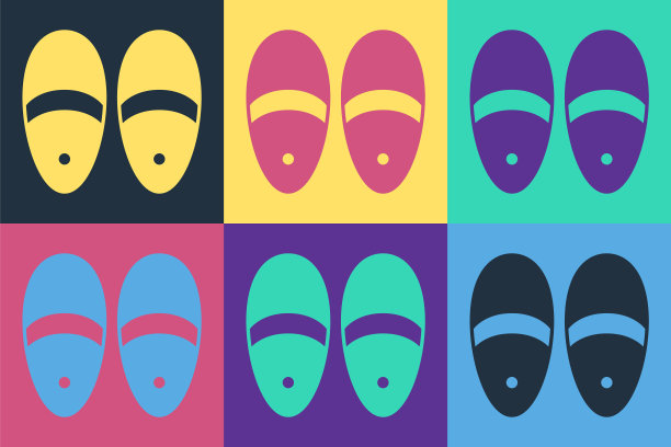 流行艺术拖鞋图标孤立的颜色背景。人字拖的迹象。向量图片下载