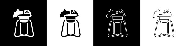 将盆栽植物放置在孤立的黑白背景图标上。盆栽植物。盆栽植物标志。向量图片下载