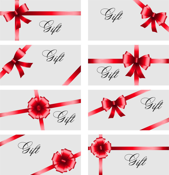 礼品卡设置在白色背景豪华宽图片下载