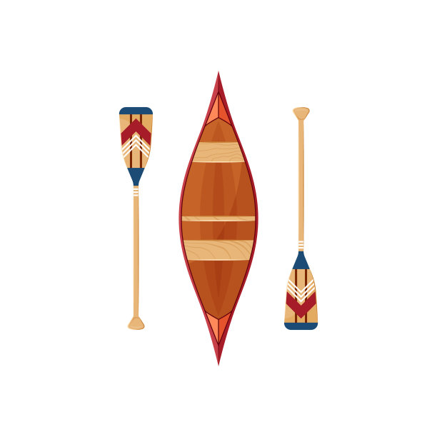独木舟图标标志在平坦的风格图片下载