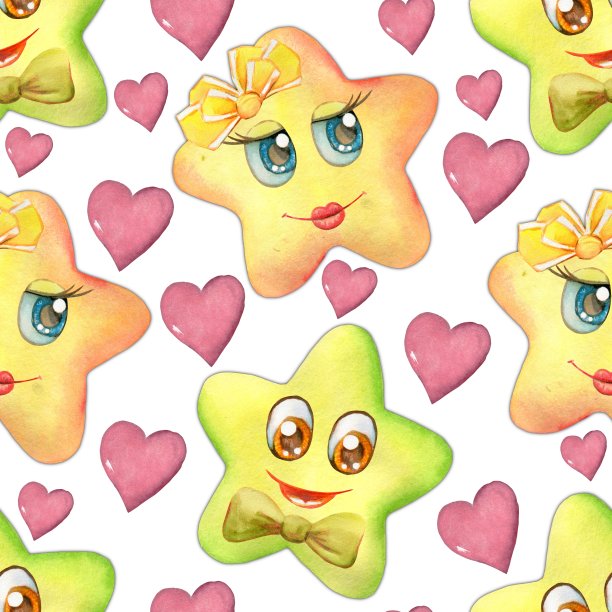 白色背景上有一颗心的可爱明星图片下载