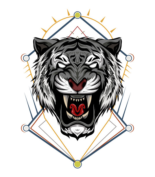 虎头插图与神圣的象征图片下载