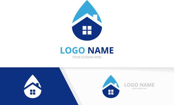 水和家居标志结合独特的油图片下载