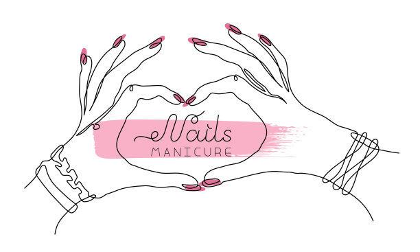矢量单线指甲美甲臂图片下载