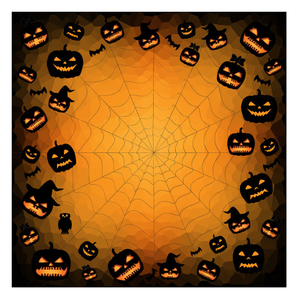 万圣节南瓜的剪影在橙色上图片下载