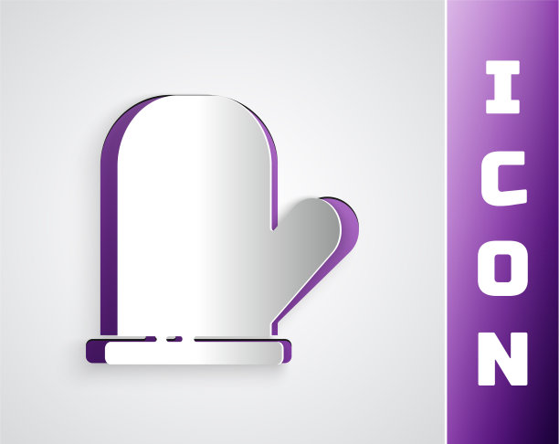 剪纸烤箱手套图标孤立在灰色图片下载