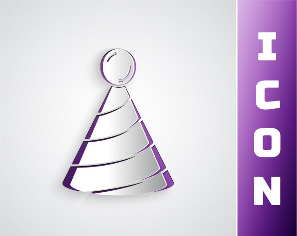 剪纸帽图标孤立在灰色图片下载