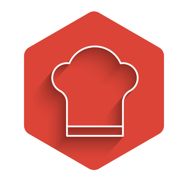 白线厨师帽图标孤立与长影子图片下载