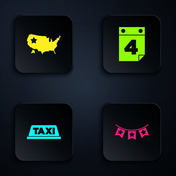 设置狂欢节花环与旗帜美国地图出租车图片下载