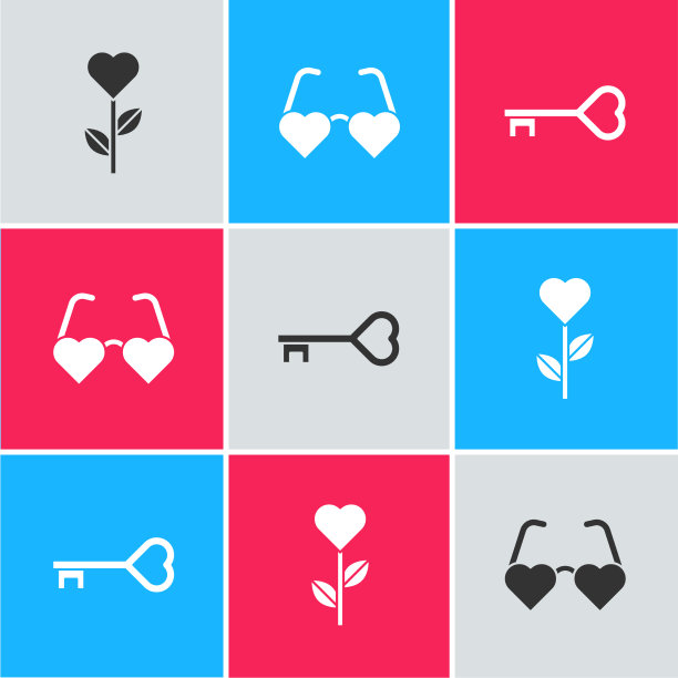 心形的花形爱情眼镜和图片下载