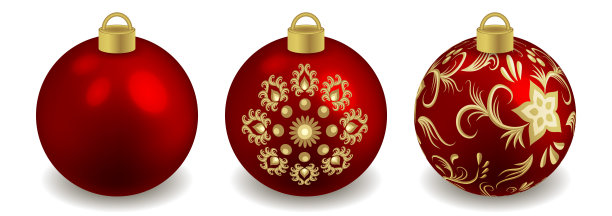 一套圣诞球孤立。装饰玩具为新年装饰华丽的图案。矢量图图片下载