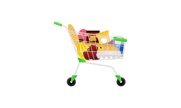 带有产品标识设计的购物车图片下载