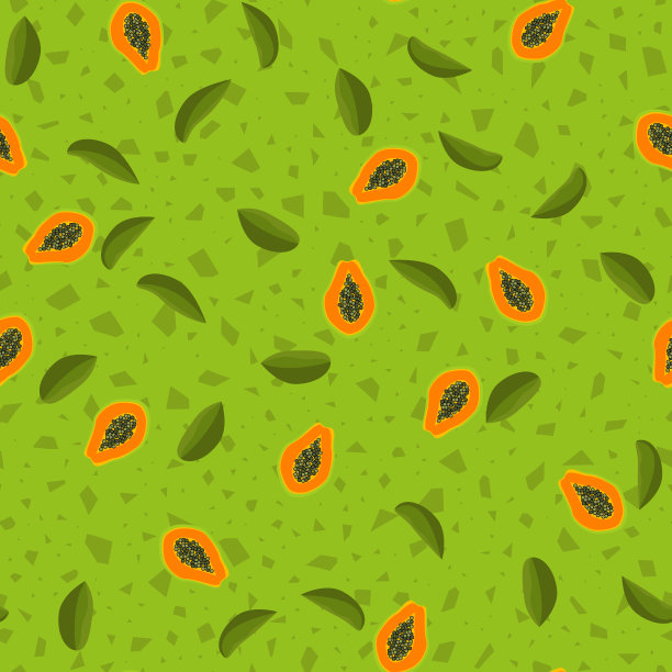 木瓜的模式。无缝图案的异域和热带水果，抽象形式，为织物和纺织品。半番木瓜桔胎花纹，用于设计装饰。矢量插图。图片下载