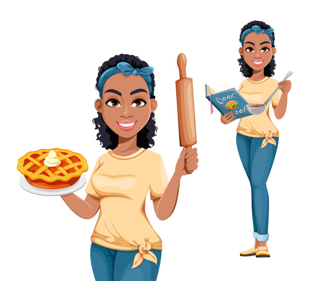 漂亮的非裔美国家庭主妇，摆两种姿势图片下载