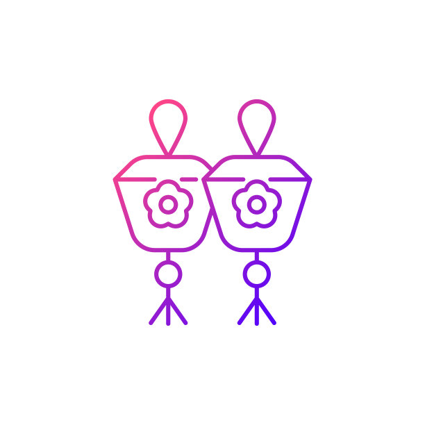 迷你天灯渐变线性矢量图标。图片下载