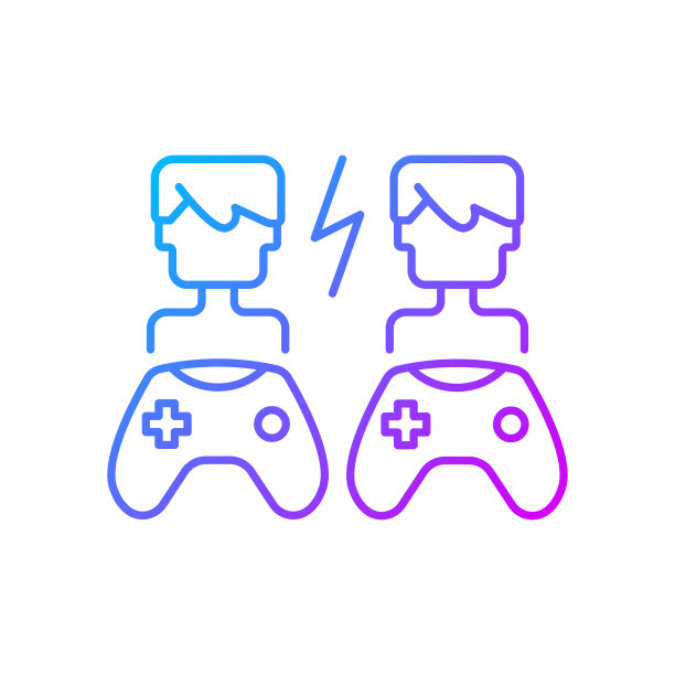 玩家对玩家游戏的渐变线性矢量图标图片下载