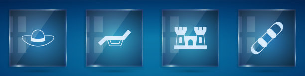 设置优雅的妇女帽日光浴床和伞沙图片下载