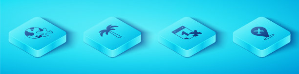 设置等距地球仪与飞行飞机热带图片下载