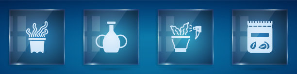 在花盆花瓶上喷洒异域热带植物图片下载