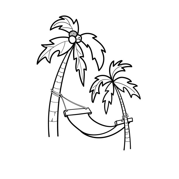 椰子树，吊床岛涂鸦图标图片下载