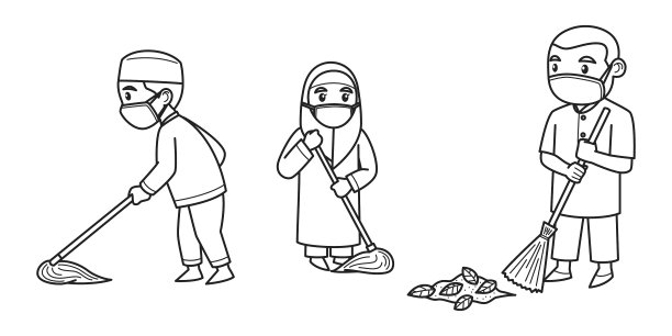儿童角色一边打扫东西图片下载