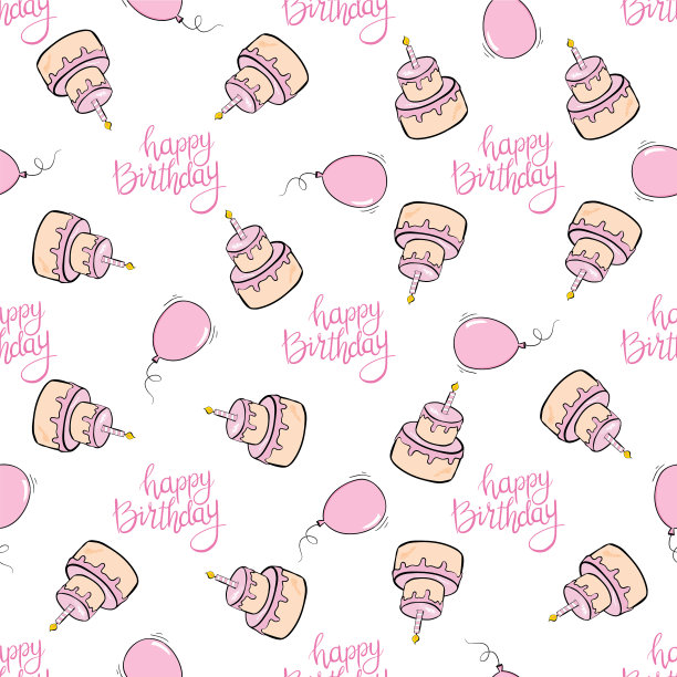 生日快乐女孩，无缝图案与礼物图片下载