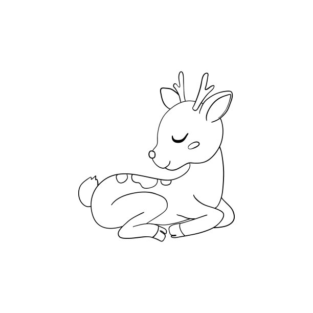 手绘素描一只孤立的小鹿图片下载